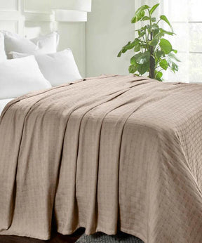 Basketweave All Season Cotton Blanket - Khakhi