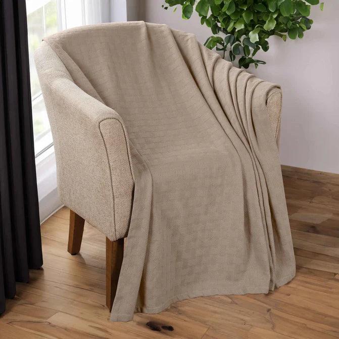 Basketweave All Season Cotton Blanket - Khakhi