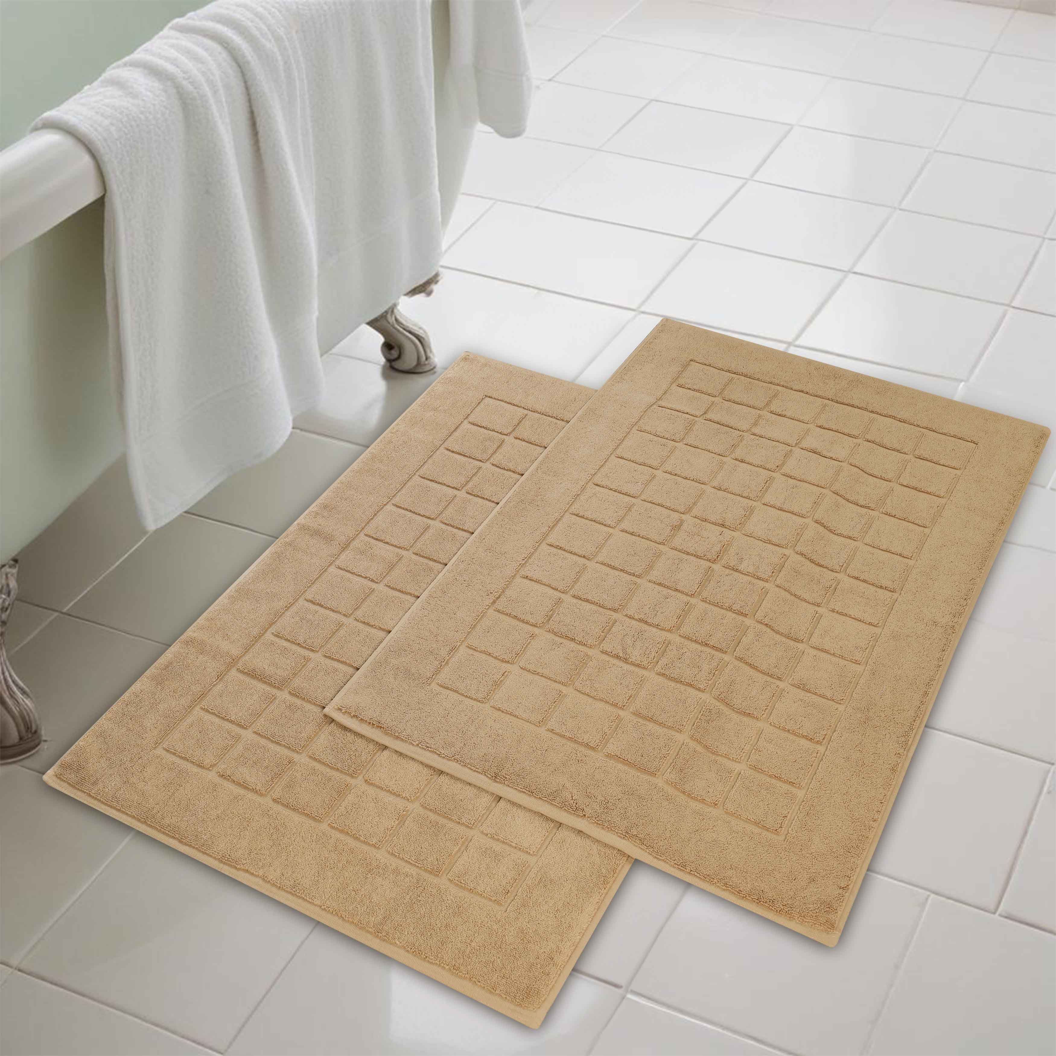 Nora Cotton Solid Absorbent Thick Checkered Washable Bath Mat Set of 2 - Bath Mats by Superior