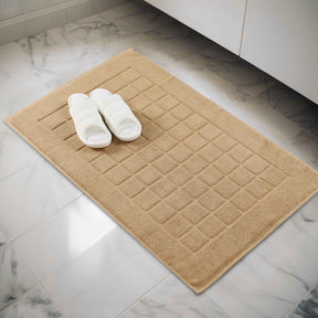 Nora Cotton Solid Absorbent Thick Checkered Washable Bath Mat Set of 2