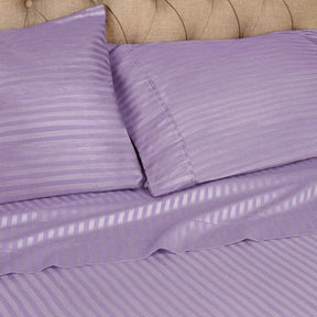 Egyptian Cotton 300 Thread Count Striped 2 Piece Pillowcase Set - Lavender