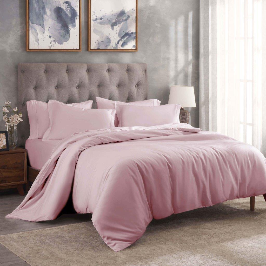 Egyptian Cotton 300 Thread Count Solid Luxury Duvet Cover Set - Lavender