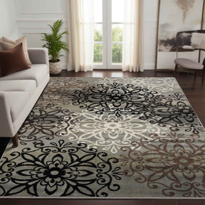 Leigh Traditional Floral Scroll Indoor Area Rug or Runner Rug Or Door Mat - Blue