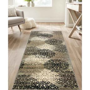 Leigh Traditional Floral Scroll Indoor Area Rug or Runner Rug Or Door Mat - Blue