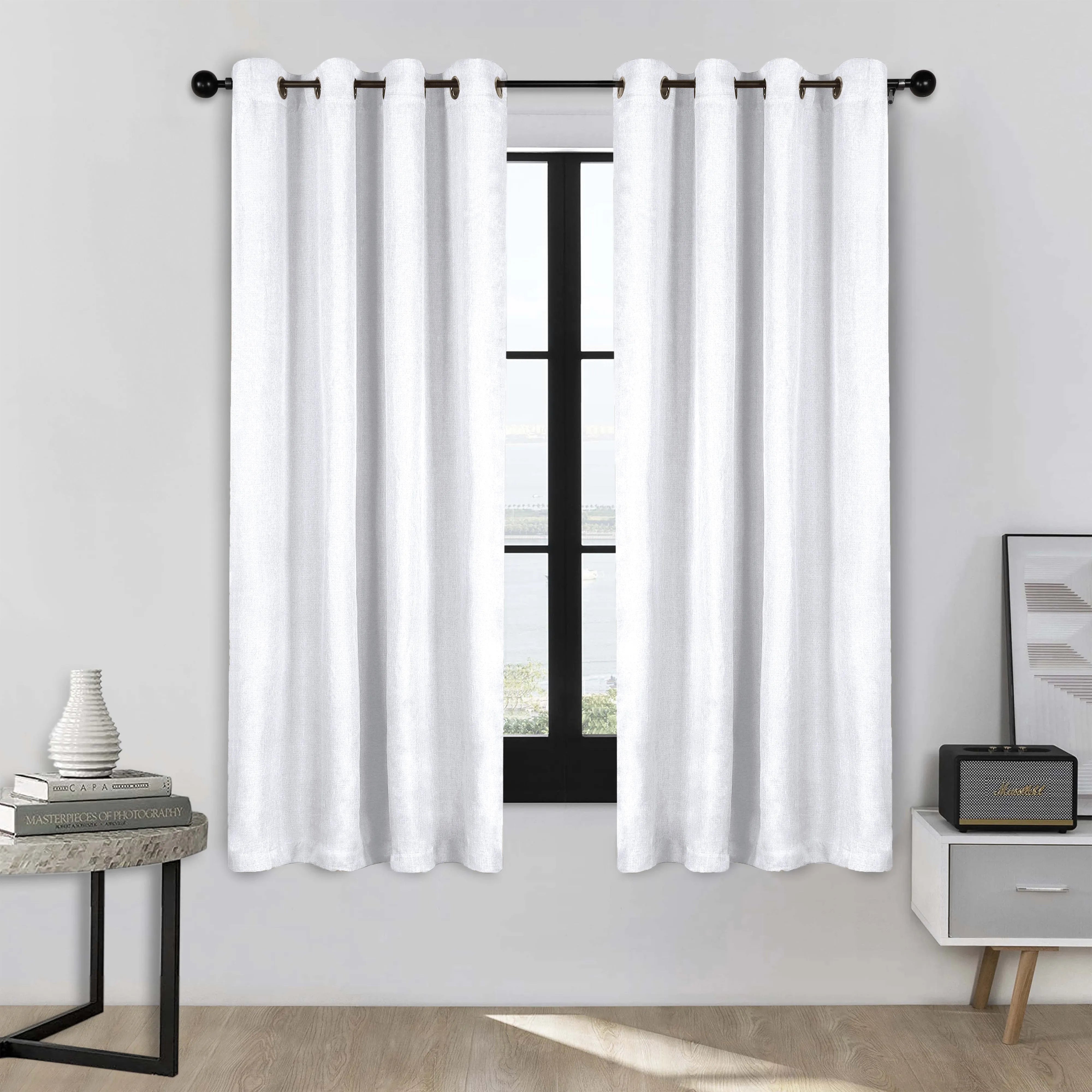 Linen Washable Room Darkening Blackout Curtains, Set of 2