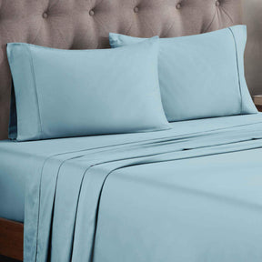 Egyptian Cotton 300 Thread Count Solid Deep Pocket Bed Sheet Set - LightBlue