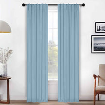 Solid Room Darkening Blackout Curtain Panels, Back Tabs, Set of 2 - LightBlue