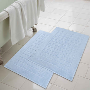 Nora Cotton Solid Absorbent Thick Checkered Washable Bath Mat Set of 2