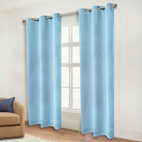 Classic Modern Solid Room Darkening Blackout Curtain Panels, Set of 2 - LightBlue