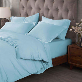 Egyptian Cotton 400 Thread Count Solid Luxury Duvet Cover Set - LightBlue