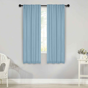 Solid Room Darkening Blackout Curtain Panels, Back Tabs, Set of 2 - LightBlue