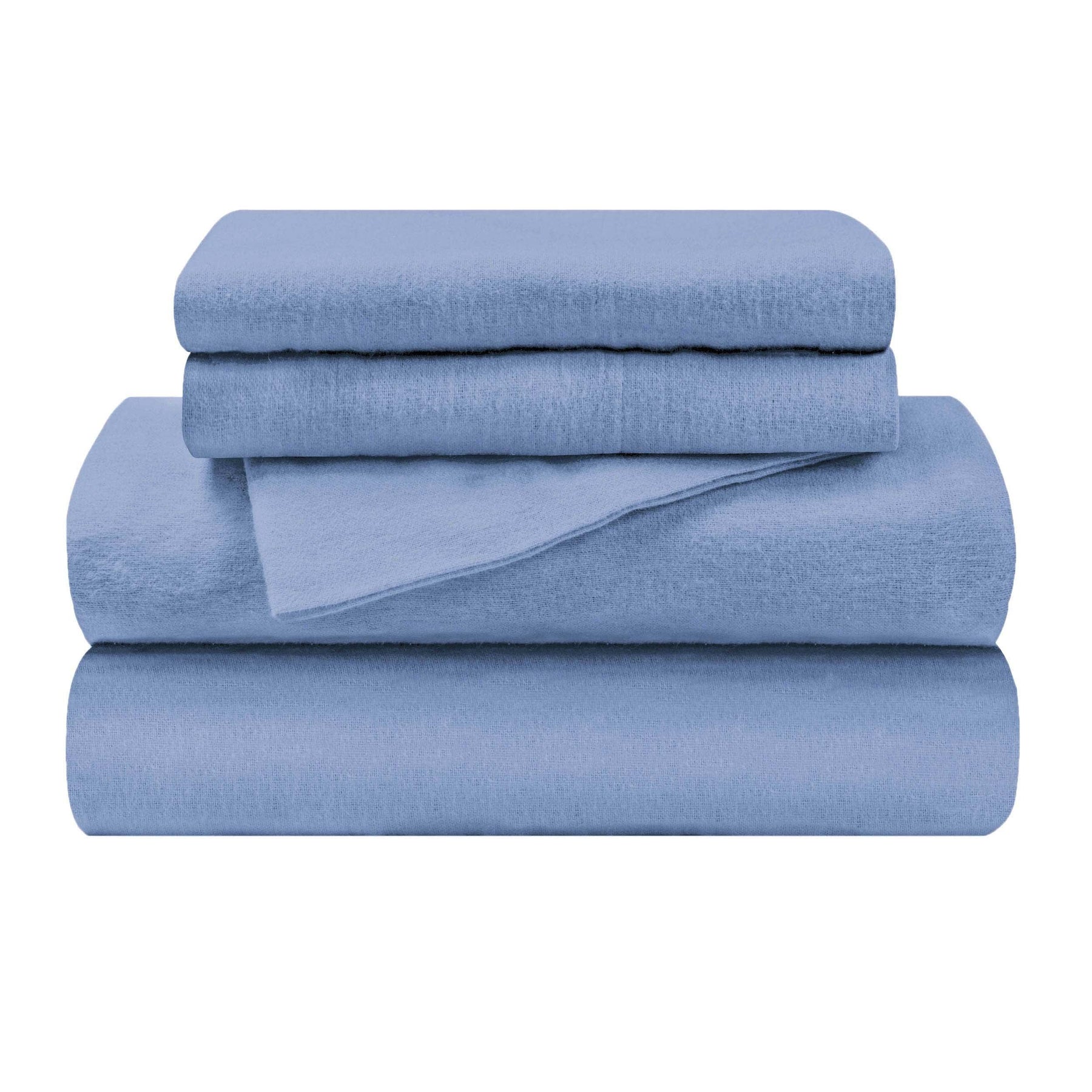 Cotton Flannel Trellis Traditional Solid Deep Pocket Bed Sheet Set - LightBlue