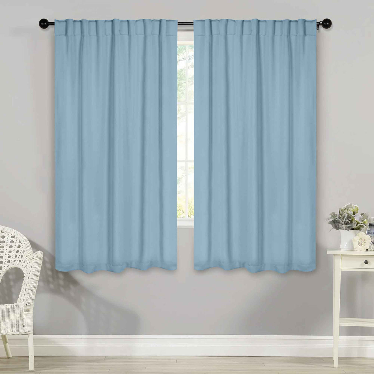 Solid Room Darkening Blackout Curtain Panels, Back Tabs, Set of 2