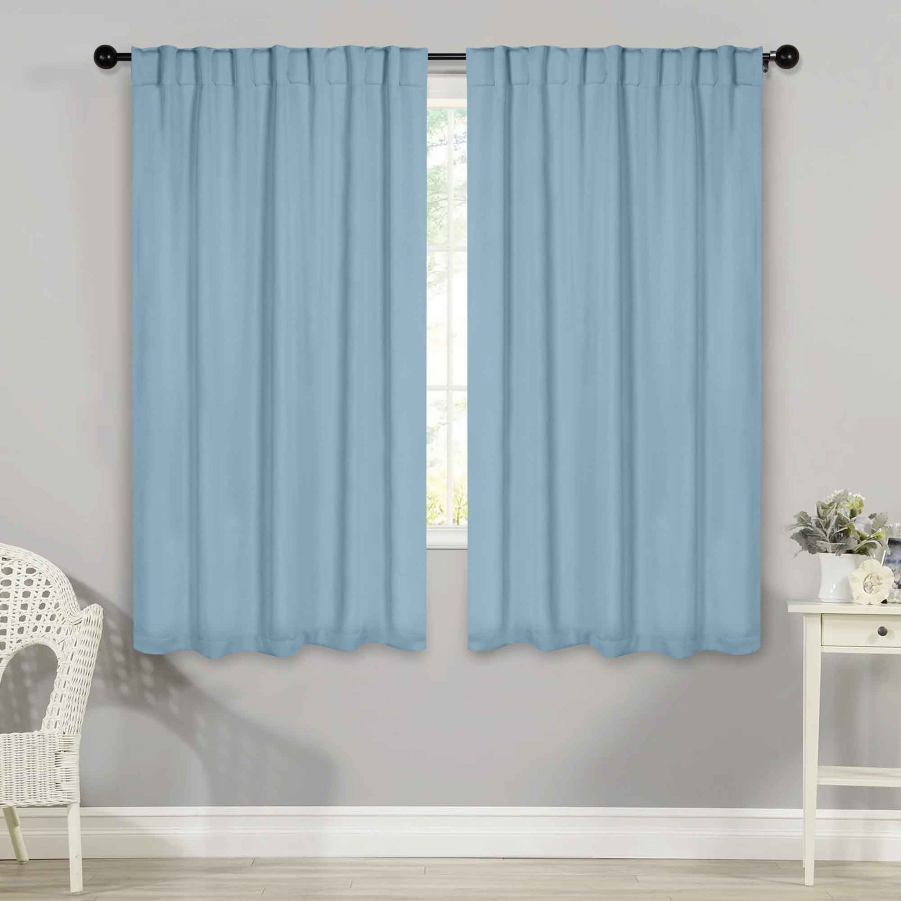 Solid Room Darkening Blackout Curtain Panels, Back Tabs, Set of 2