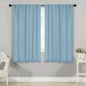 Solid Room Darkening Blackout Curtain Panels, Back Tabs, Set of 2 - LightBlue