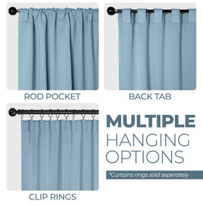 Solid Room Darkening Blackout Curtain Panels, Back Tabs, Set of 2 - LightBlue