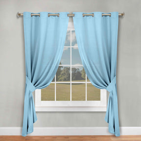 Classic Modern Solid Room Darkening Blackout Curtain Panels, Set of 2 - LightBlue