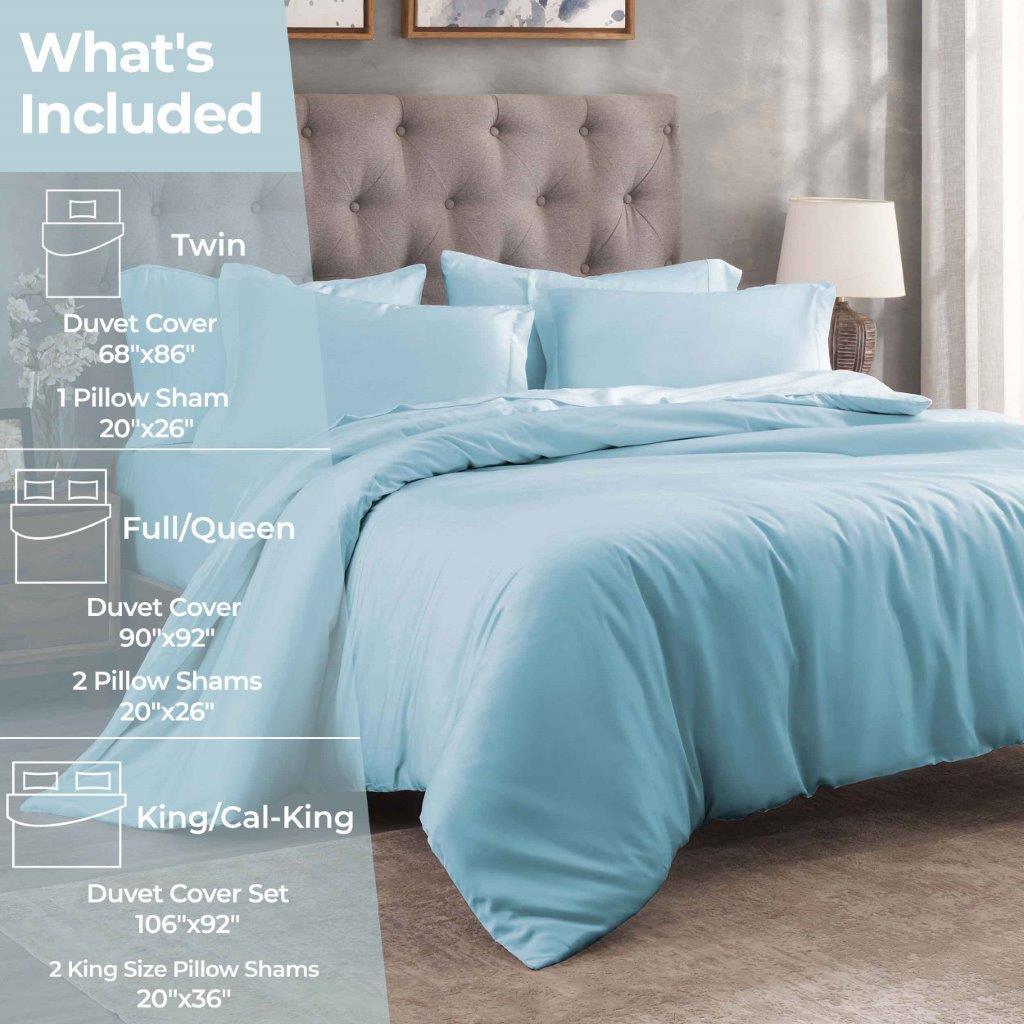 Egyptian Cotton 400 Thread Count Solid Luxury Duvet Cover Set - LightBlue