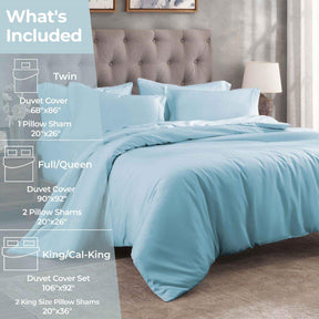 Egyptian Cotton 400 Thread Count Solid Luxury Duvet Cover Set - LightBlue