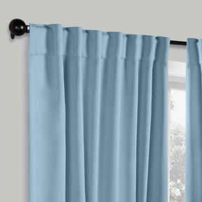 Solid Room Darkening Blackout Curtain Panels, Back Tabs, Set of 2 - LightBlue