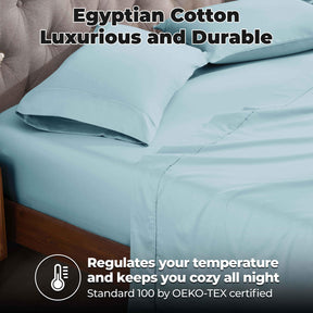 Egyptian Cotton 400 Thread Count Solid Deep Pocket Bed Sheet Set - LightBlue