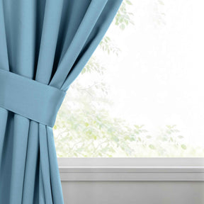 Classic Modern Solid Room Darkening Blackout Curtain Panels, Set of 2 - LightBlue