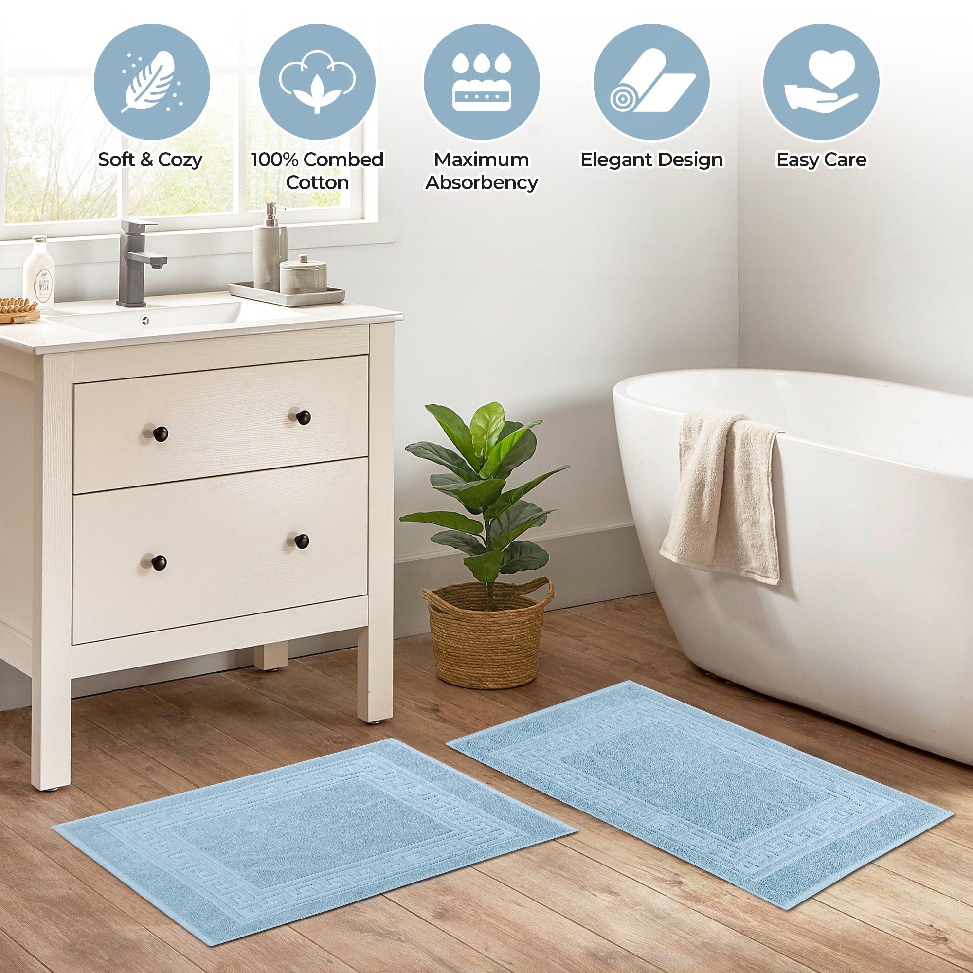 100% Cotton Absorbent Greek Key Border Solid 2 Piece Bath Mat Set - Bath Mats by Superior