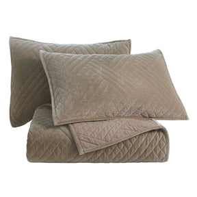 Karina Cotton Velvet Lightweight Geometric Quilt and Pillow Sham Set