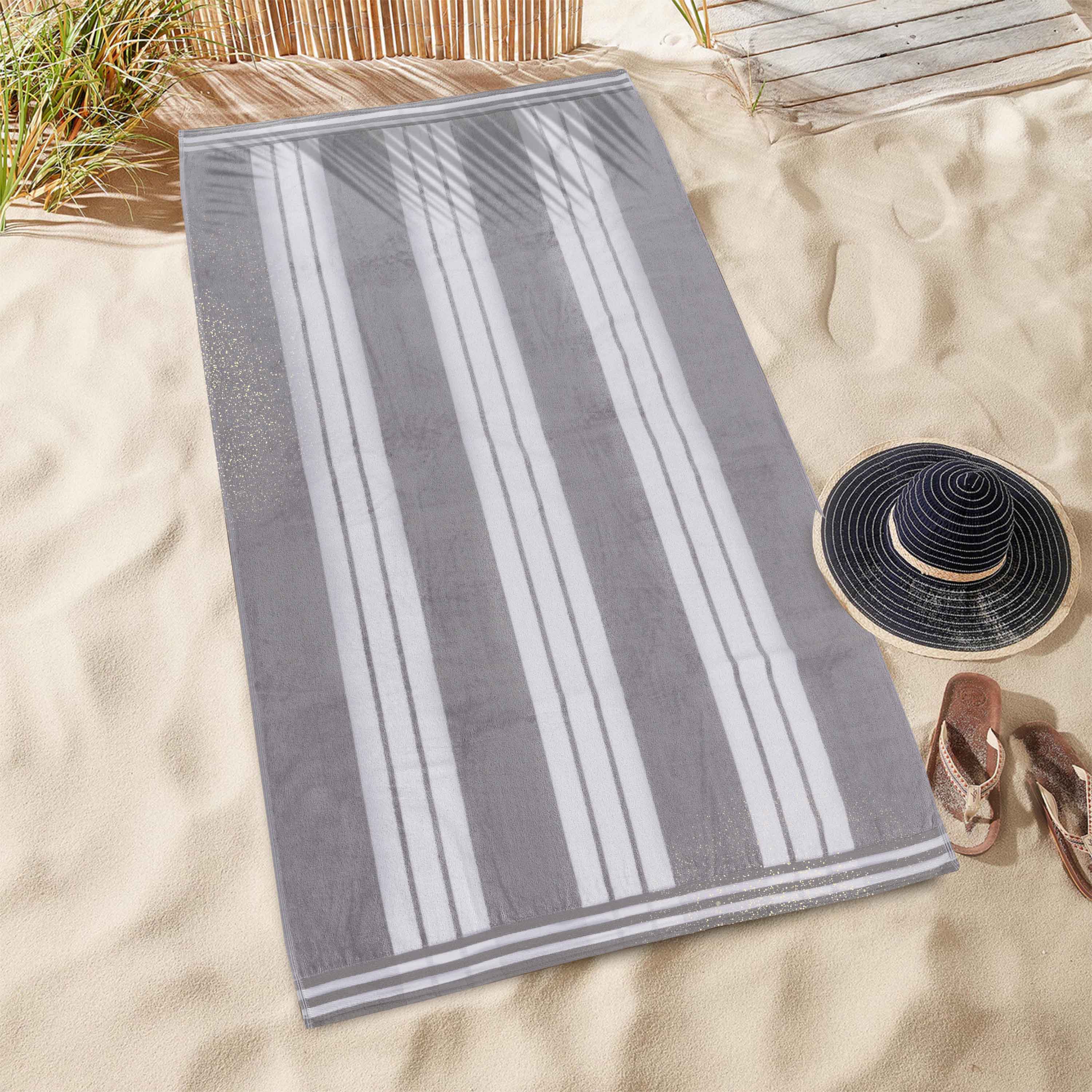 Striped Extra Large Oversized Absorbent Quick Dry Cotton Beach Towel - Beach Towel by Superior