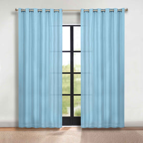 Classic Modern Solid Room Darkening Blackout Curtain Panels, Set of 2 - LightBlue