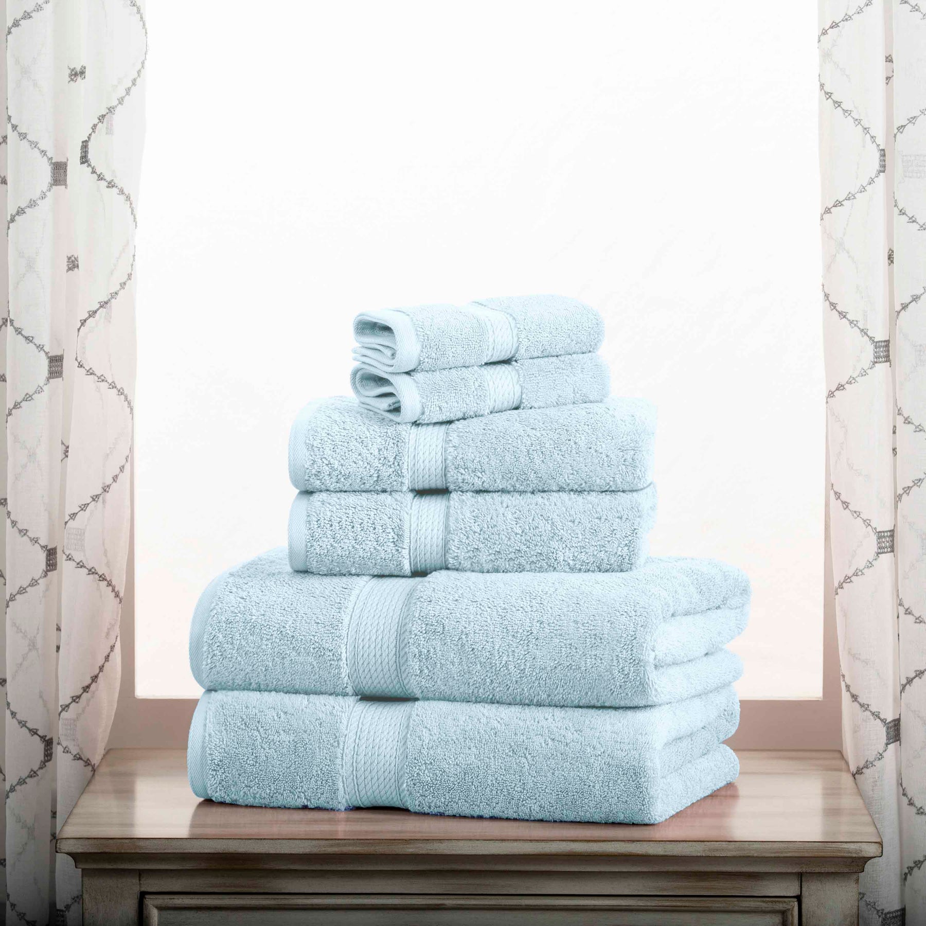 Egyptian Cotton Pile Heavyweight 6 Piece Towel Set - LightBlue