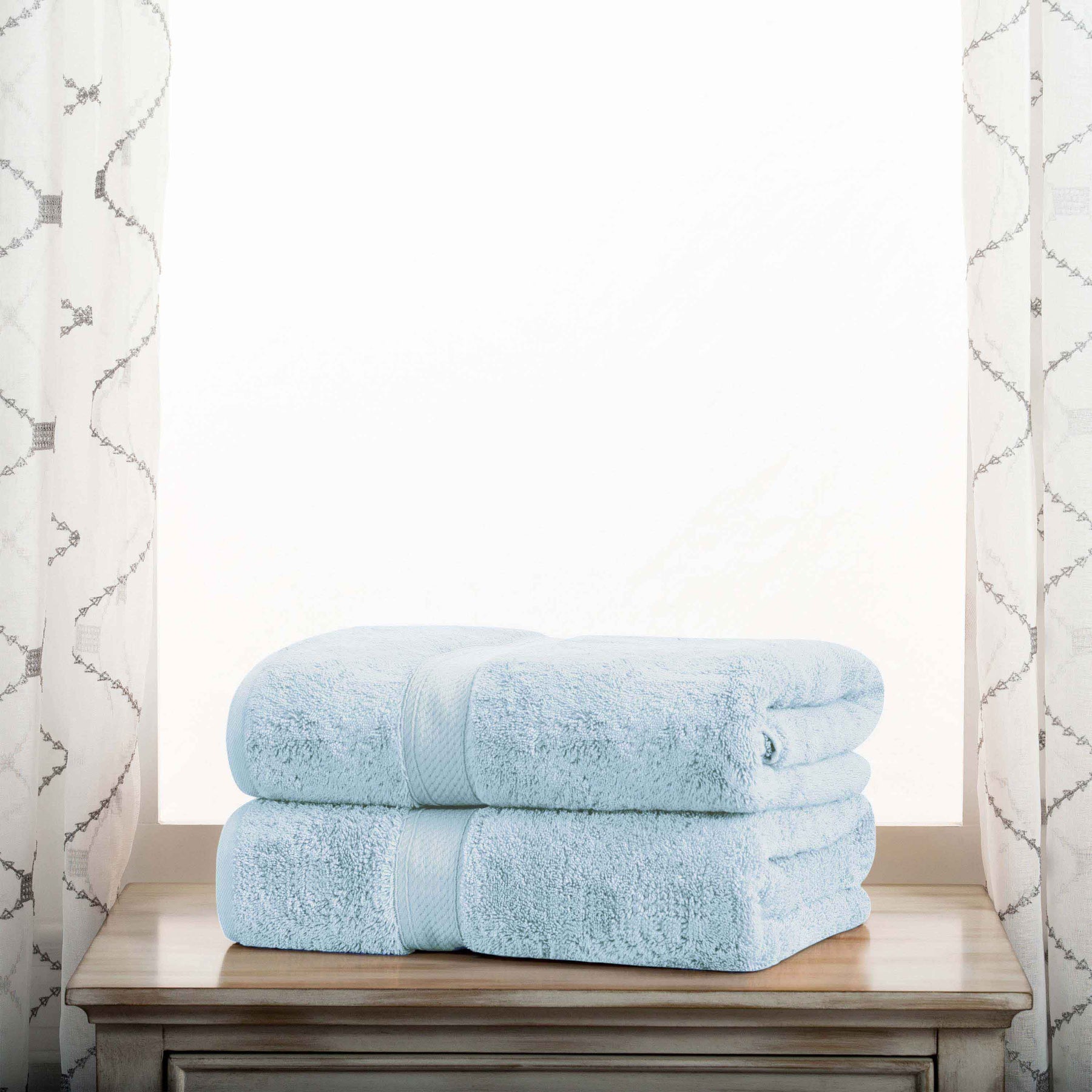 Egyptian Cotton Pile Heavyweight 2 Piece Bath Towel Set - LightBlue