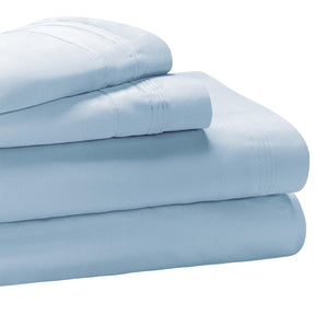 Egyptian Cotton 1000 Thread Count Solid Sheet Set Olympic Queen - LightBlue