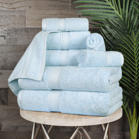 Egyptian Cotton Pile 8 Piece Ultra Plush Solid Towel Set - LightBlue