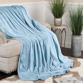 Alaska Diamond Fleece Plush Ultra-Soft Fluffy Blanket - LightBlue