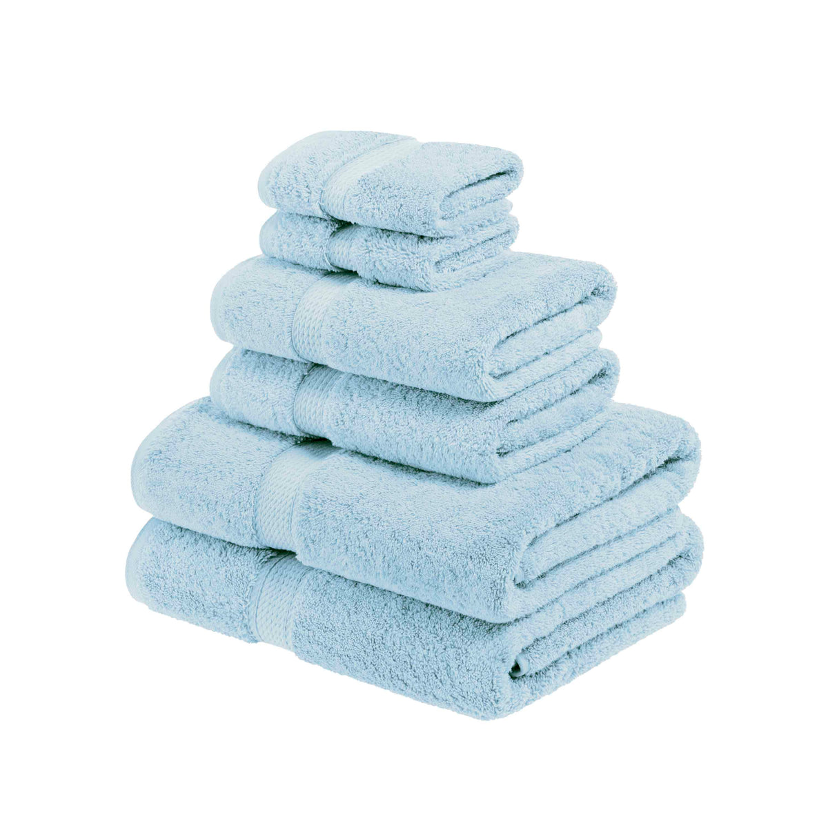 Egyptian Cotton Pile Heavyweight 6 Piece Towel Set - LightBlue