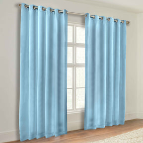 Classic Modern Solid Room Darkening Blackout Curtain Panels, Set of 2 - LightBlue