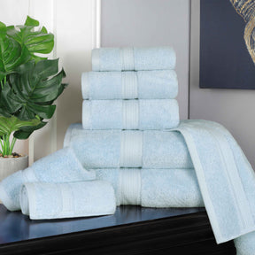 Egyptian Cotton Pile 8 Piece Ultra Plush Solid Towel Set - LightBlue