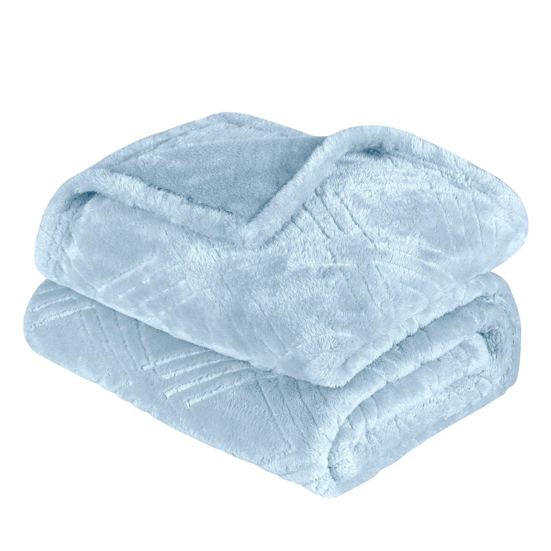 Alaska Diamond Fleece Plush Ultra-Soft Fluffy Blanket - LightBlue