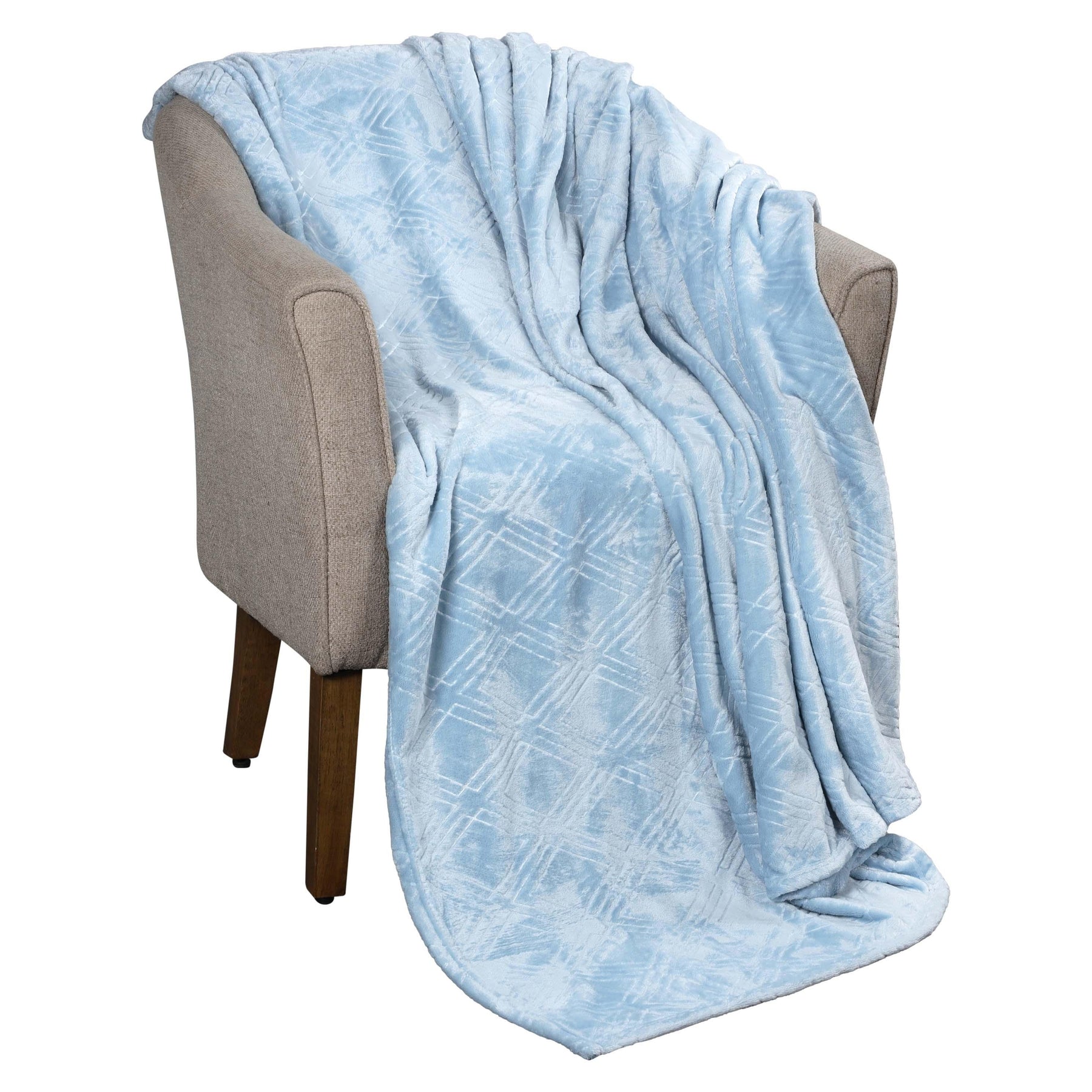 Alaska Diamond Fleece Plush Ultra-Soft Fluffy Blanket - LightBlue