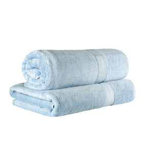 Egyptian Cotton Pile Absorbent 2 Piece Plush Solid Bath Sheet Set - LightBlue