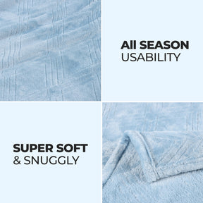 Alaska Diamond Fleece Plush Ultra-Soft Fluffy Blanket - LightBlue