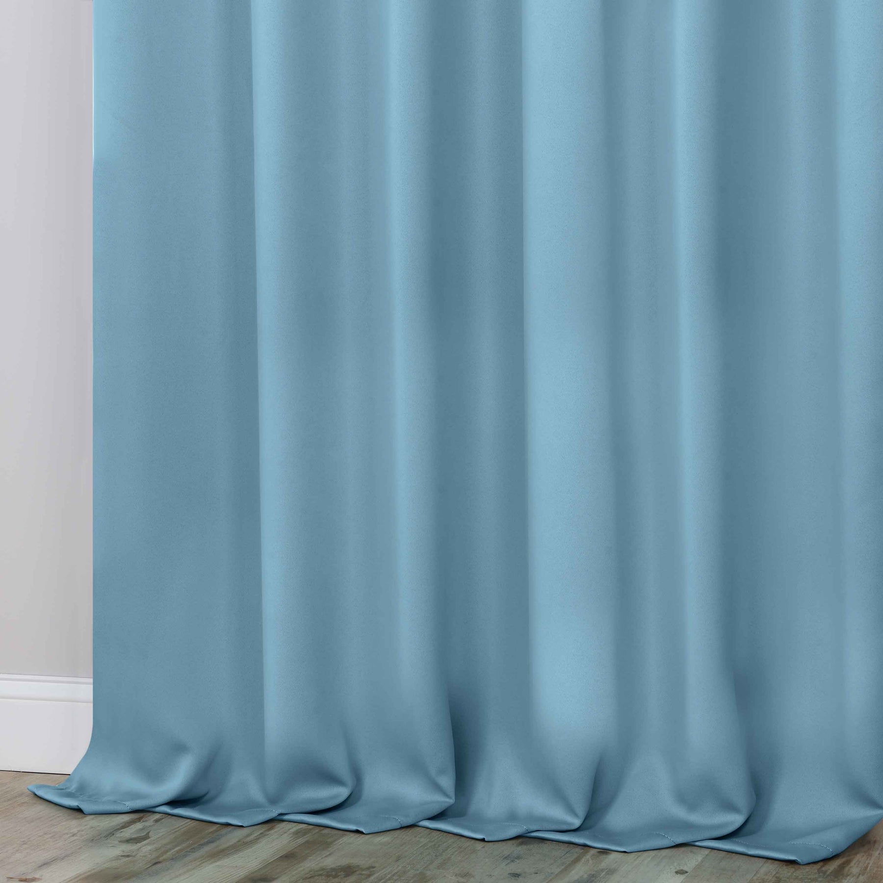 Classic Modern Solid Room Darkening Blackout Curtain Panels, Set of 2 - LightBlue