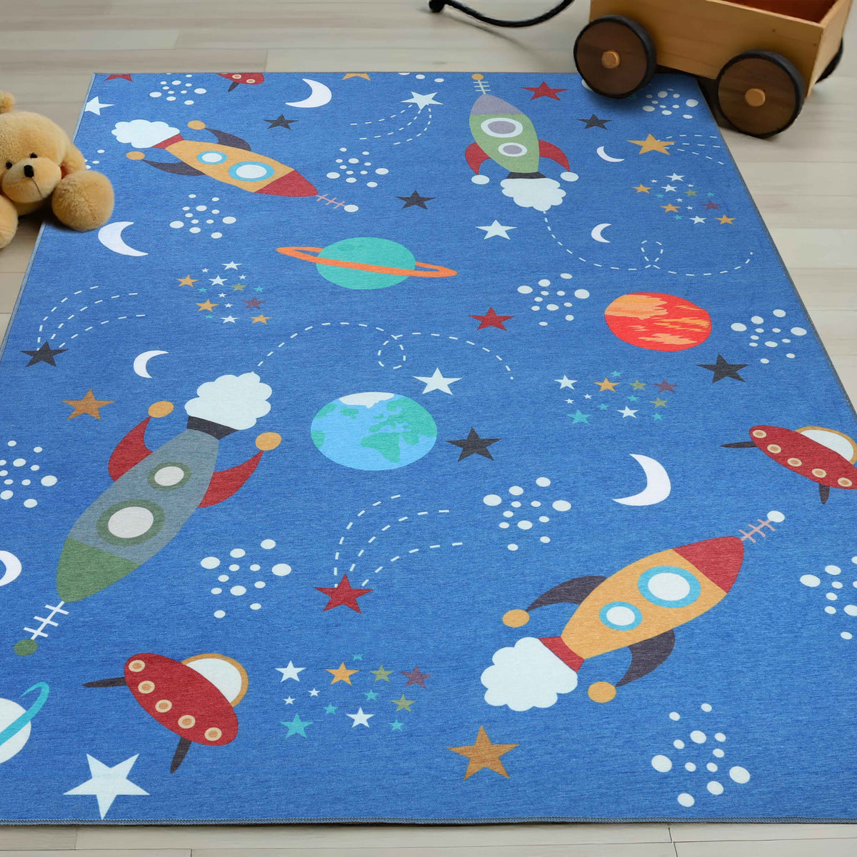 Lil' Flyer Non-Slip Kids Playroom Nursery Washable Indoor Area Rug