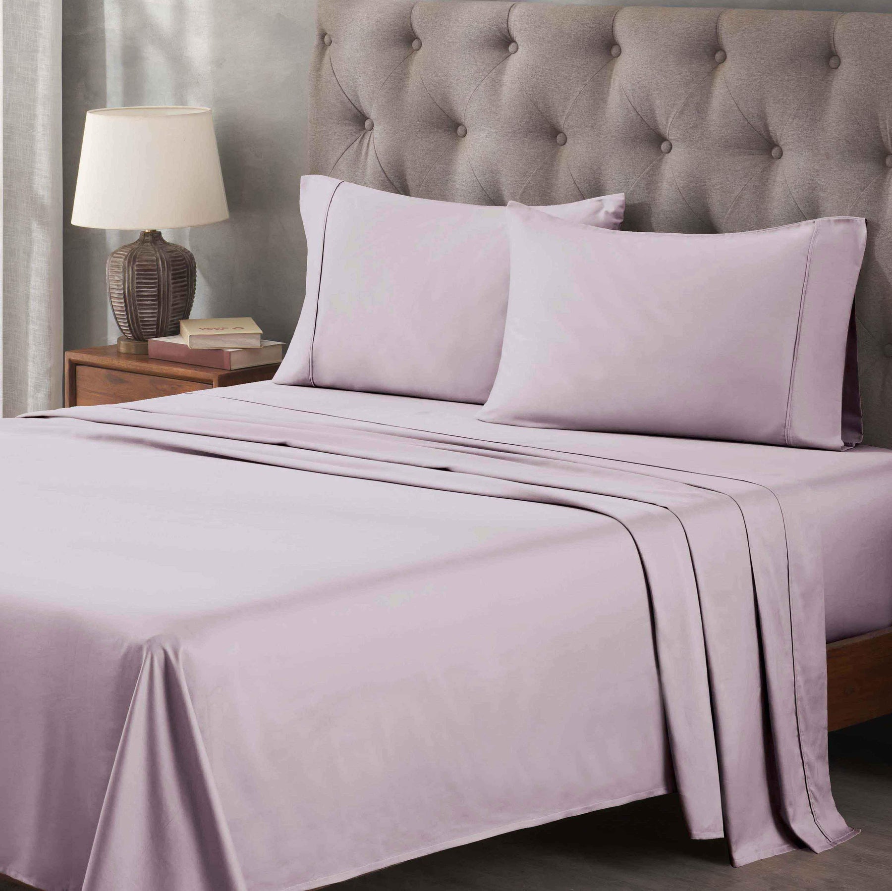 Egyptian Cotton 400 Thread Count Solid Deep Pocket Bed Sheet Set - Lilac