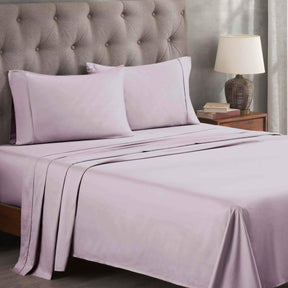 Egyptian Cotton 300 Thread Count Solid Deep Pocket Bed Sheet Set - Lilac