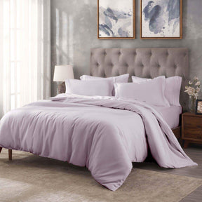 Egyptian Cotton 400 Thread Count Solid Luxury Duvet Cover Set - Lilac