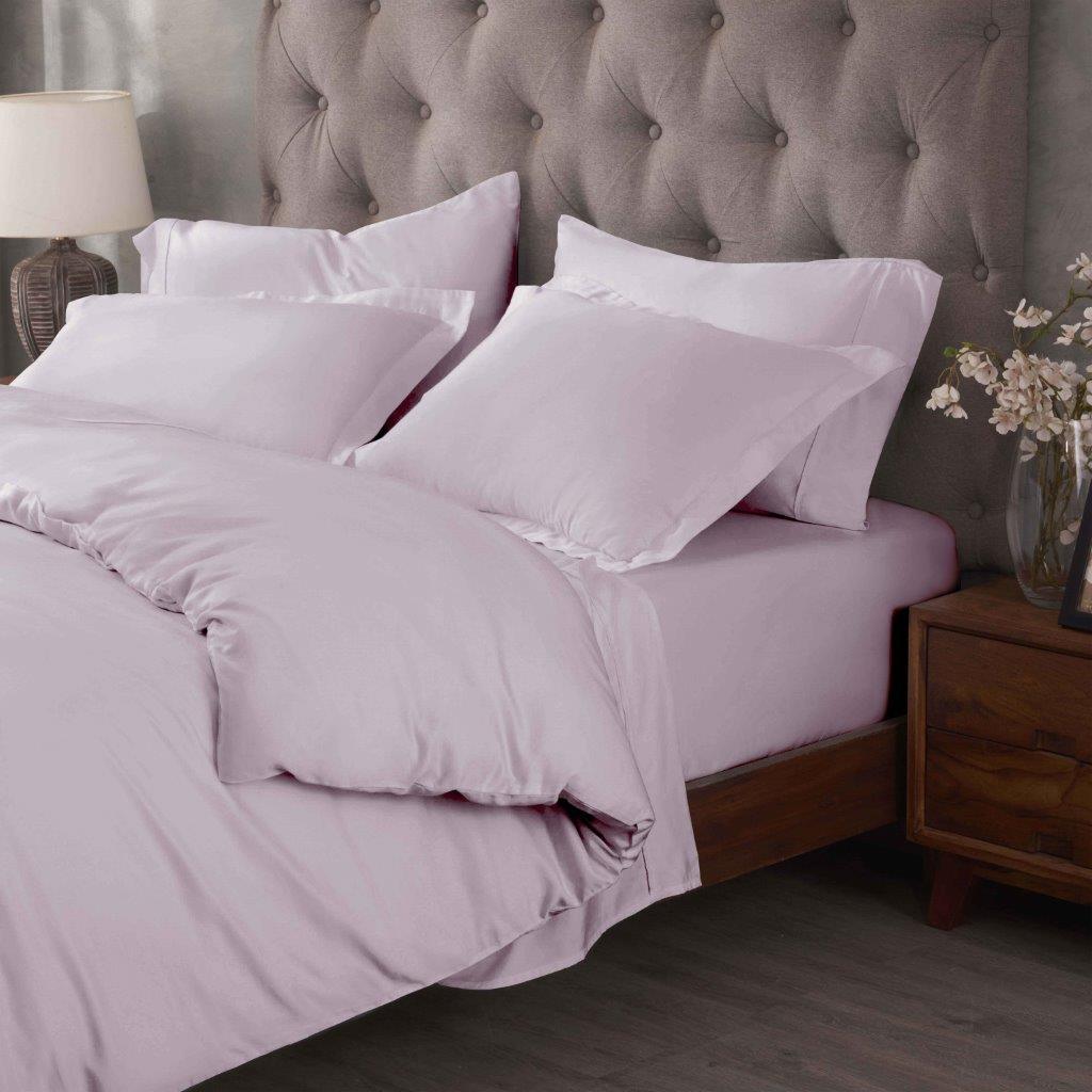 Egyptian Cotton 400 Thread Count Solid Luxury Duvet Cover Set - Lilac