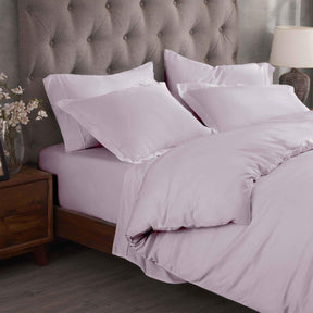 Egyptian Cotton 300 Thread Count Solid Luxury Duvet Cover Set - Lilac