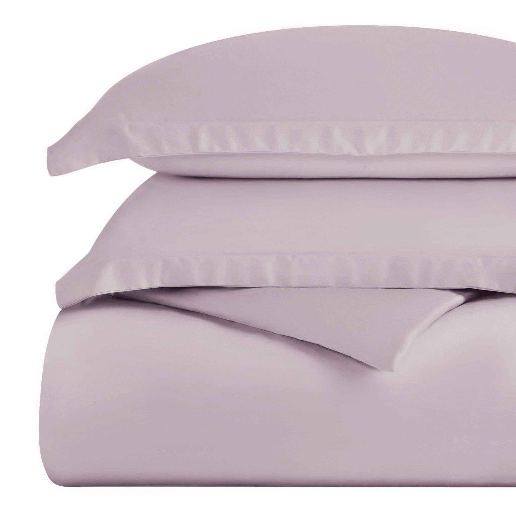 Egyptian Cotton 300 Thread Count Solid Luxury Duvet Cover Set - Lilac